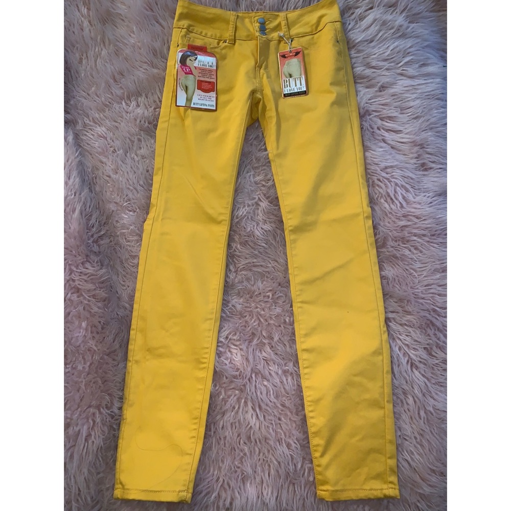 Yellow Wax Jeans/ Butt lifting jeans